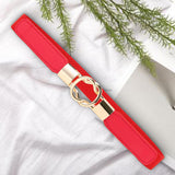 Maxbell Fashion Women Belt Wide Waistband Casual Waist Chain Party Dress PU Leather red