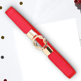 Maxbell Fashion Women Belt Wide Waistband Casual Waist Chain Party Dress PU Leather red