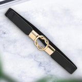 Maxbell Fashion Women Belt Wide Waistband Casual Waist Chain Party Dress PU Leather black