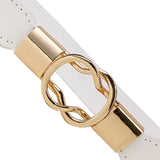 Maxbell Fashion Women Belt Wide Waistband Casual Waist Chain Party Dress PU Leather white