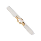 Maxbell Fashion Women Belt Wide Waistband Casual Waist Chain Party Dress PU Leather white