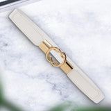 Maxbell Fashion Women Belt Wide Waistband Casual Waist Chain Party Dress PU Leather white