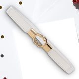 Maxbell Fashion Women Belt Wide Waistband Casual Waist Chain Party Dress PU Leather white