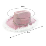 Maxbell Cowboy Hat Cowgirl Hat with Artificial Feather for Ladies Girls Dress up Pink