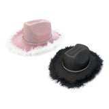 Maxbell Cowboy Hat Cowgirl Hat with Artificial Feather for Ladies Girls Dress up Pink