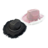 Maxbell Cowboy Hat Cowgirl Hat with Artificial Feather for Ladies Girls Dress up Pink