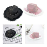 Maxbell Cowboy Hat Cowgirl Hat with Artificial Feather for Ladies Girls Dress up Pink