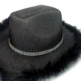 Maxbell Cowboy Hat Cowgirl Hat with Artificial Feather for Ladies Girls Dress up Black