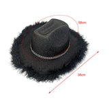 Maxbell Cowboy Hat Cowgirl Hat with Artificial Feather for Ladies Girls Dress up Black