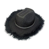 Maxbell Cowboy Hat Cowgirl Hat with Artificial Feather for Ladies Girls Dress up Black