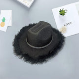 Maxbell Cowboy Hat Cowgirl Hat with Artificial Feather for Ladies Girls Dress up Black