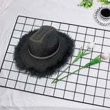 Maxbell Cowboy Hat Cowgirl Hat with Artificial Feather for Ladies Girls Dress up Black