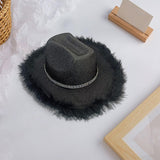 Maxbell Cowboy Hat Cowgirl Hat with Artificial Feather for Ladies Girls Dress up Black