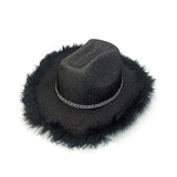 Maxbell Cowboy Hat Cowgirl Hat with Artificial Feather for Ladies Girls Dress up Black