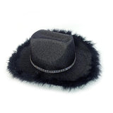 Maxbell Cowboy Hat Cowgirl Hat with Artificial Feather for Ladies Girls Dress up Black