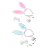 Maxbell Women's Bunny Costume Ear Headband Headwear Bow Tie for Cosplay Easter Girls pink