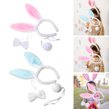 Maxbell Women's Bunny Costume Ear Headband Headwear Bow Tie for Cosplay Easter Girls pink