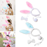 Maxbell Women's Bunny Costume Ear Headband Headwear Bow Tie for Cosplay Easter Girls pink