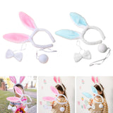 Maxbell Women's Bunny Costume Ear Headband Headwear Bow Tie for Cosplay Easter Girls pink