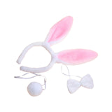 Maxbell Women's Bunny Costume Ear Headband Headwear Bow Tie for Cosplay Easter Girls pink