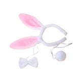 Maxbell Women's Bunny Costume Ear Headband Headwear Bow Tie for Cosplay Easter Girls pink