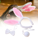 Maxbell Women's Bunny Costume Ear Headband Headwear Bow Tie for Cosplay Easter Girls pink
