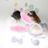 Maxbell Women's Bunny Costume Ear Headband Headwear Bow Tie for Cosplay Easter Girls pink