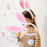 Maxbell Women's Bunny Costume Ear Headband Headwear Bow Tie for Cosplay Easter Girls pink