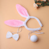 Maxbell Women's Bunny Costume Ear Headband Headwear Bow Tie for Cosplay Easter Girls pink