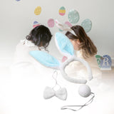 Maxbell Women's Bunny Costume Ear Headband Headwear Bow Tie for Cosplay Easter Girls blue