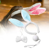 Maxbell Women's Bunny Costume Ear Headband Headwear Bow Tie for Cosplay Easter Girls blue