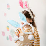 Maxbell Women's Bunny Costume Ear Headband Headwear Bow Tie for Cosplay Easter Girls blue