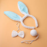 Maxbell Women's Bunny Costume Ear Headband Headwear Bow Tie for Cosplay Easter Girls blue
