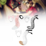 Maxbell Fox Ears and Tail Cat Ear Headband Headwear for Party Prom Halloween Gray