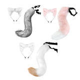 Maxbell Fox Ears and Tail Cat Ear Headband Headwear for Party Prom Halloween Gray