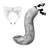 Maxbell Fox Ears and Tail Cat Ear Headband Headwear for Party Prom Halloween Gray