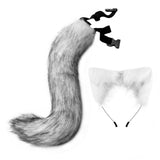 Maxbell Fox Ears and Tail Cat Ear Headband Headwear for Party Prom Halloween Gray