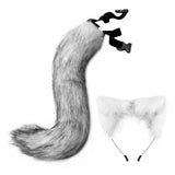 Maxbell Fox Ears and Tail Cat Ear Headband Headwear for Party Prom Halloween Gray