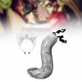 Maxbell Fox Ears and Tail Cat Ear Headband Headwear for Party Prom Halloween Gray