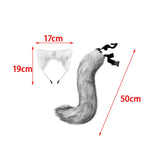 Maxbell Fox Ears and Tail Cat Ear Headband Headwear for Party Prom Halloween Gray