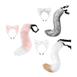 Maxbell Fox Ears and Tail Cat Ear Headband Headwear for Party Prom Halloween Gray