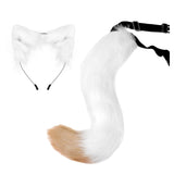 Maxbell Fox Ears and Tail Cat Ear Headband Headwear for Party Prom Halloween White