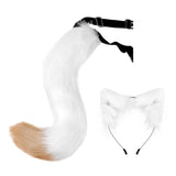 Maxbell Fox Ears and Tail Cat Ear Headband Headwear for Party Prom Halloween White