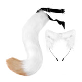 Maxbell Fox Ears and Tail Cat Ear Headband Headwear for Party Prom Halloween White