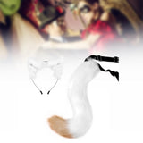 Maxbell Fox Ears and Tail Cat Ear Headband Headwear for Party Prom Halloween White