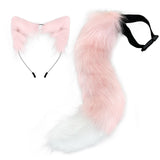Maxbell Fox Ears and Tail Cat Ear Headband Headwear for Party Prom Halloween Pink