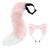 Maxbell Fox Ears and Tail Cat Ear Headband Headwear for Party Prom Halloween Pink