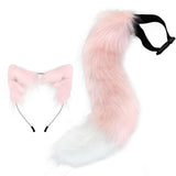 Maxbell Fox Ears and Tail Cat Ear Headband Headwear for Party Prom Halloween Pink