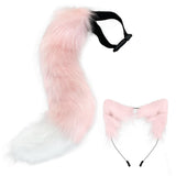 Maxbell Fox Ears and Tail Cat Ear Headband Headwear for Party Prom Halloween Pink