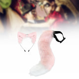 Maxbell Fox Ears and Tail Cat Ear Headband Headwear for Party Prom Halloween Pink